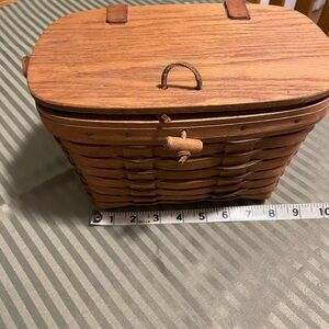 Longaberger Wooden Basket - Natural Brown with Hinged Lid